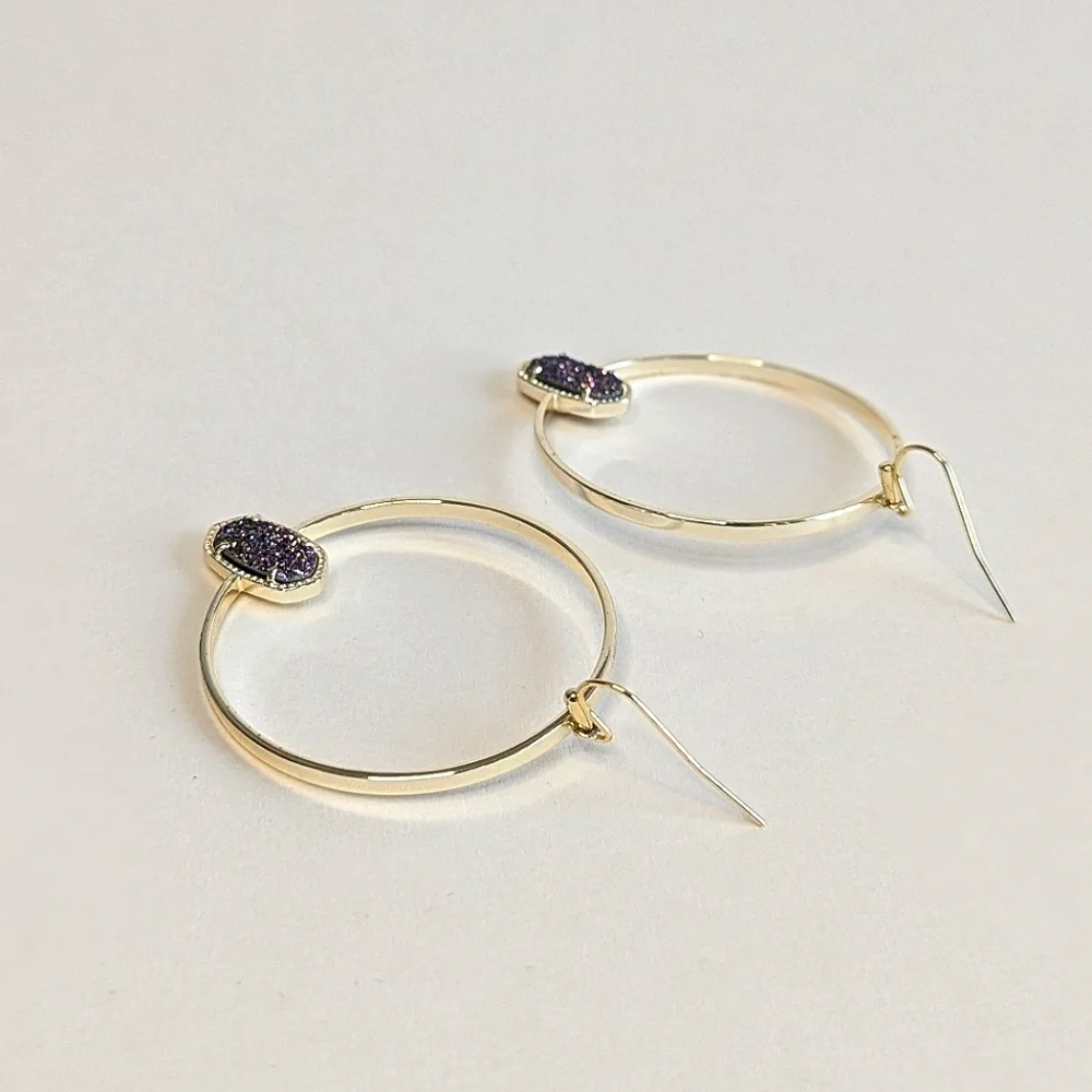 Kendra Scott Elora Open Circle Dangle Hoop Earrings Multi Colored Drusy
